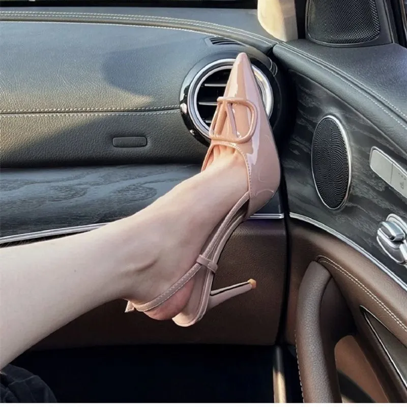 Women's Stiletto High Heels 2024 Spring Fashion Pointed Toe Buckle Sandals Elegant Outer Wear Shoes for Ladies Solid Color All-Match thumbnail 1