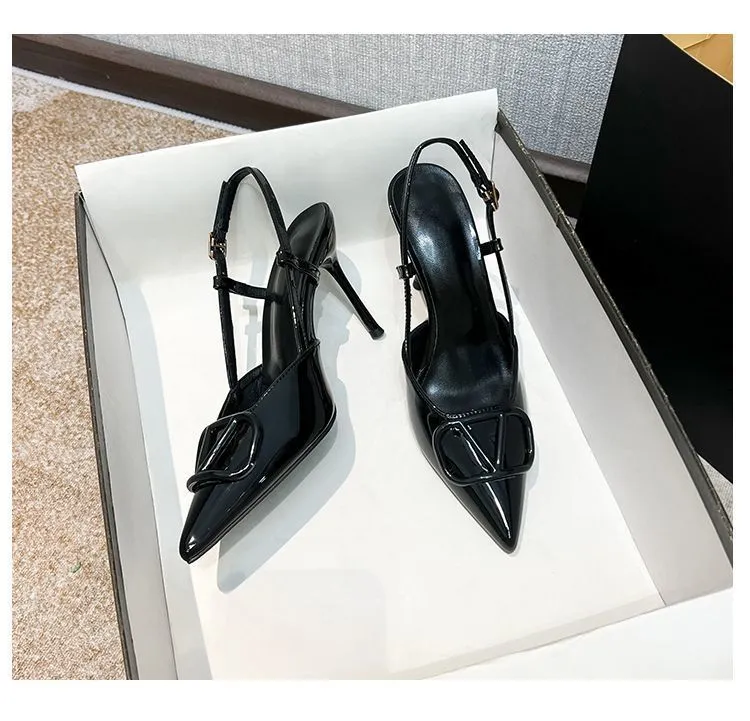 Women's Stiletto High Heels 2024 Spring Fashion Pointed Toe Buckle Sandals Elegant Outer Wear Shoes for Ladies Solid Color All-Match showcase 7