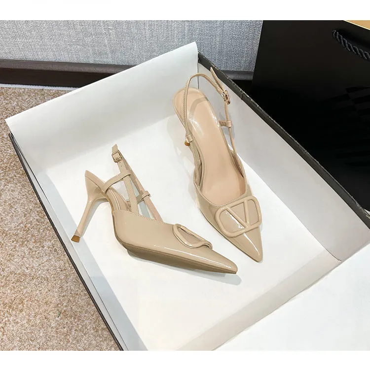 Women's Stiletto High Heels 2024 Spring Fashion Pointed Toe Buckle Sandals Elegant Outer Wear Shoes for Ladies Solid Color All-Match showcase 3