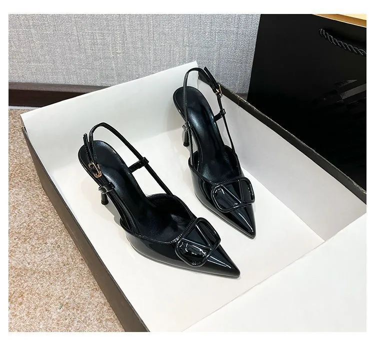 Women's Stiletto High Heels 2024 Spring Fashion Pointed Toe Buckle Sandals Elegant Outer Wear Shoes for Ladies Solid Color All-Match showcase 9
