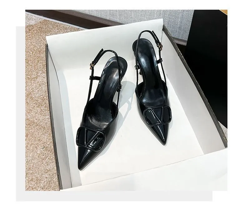 Women's Stiletto High Heels 2024 Spring Fashion Pointed Toe Buckle Sandals Elegant Outer Wear Shoes for Ladies Solid Color All-Match showcase 8
