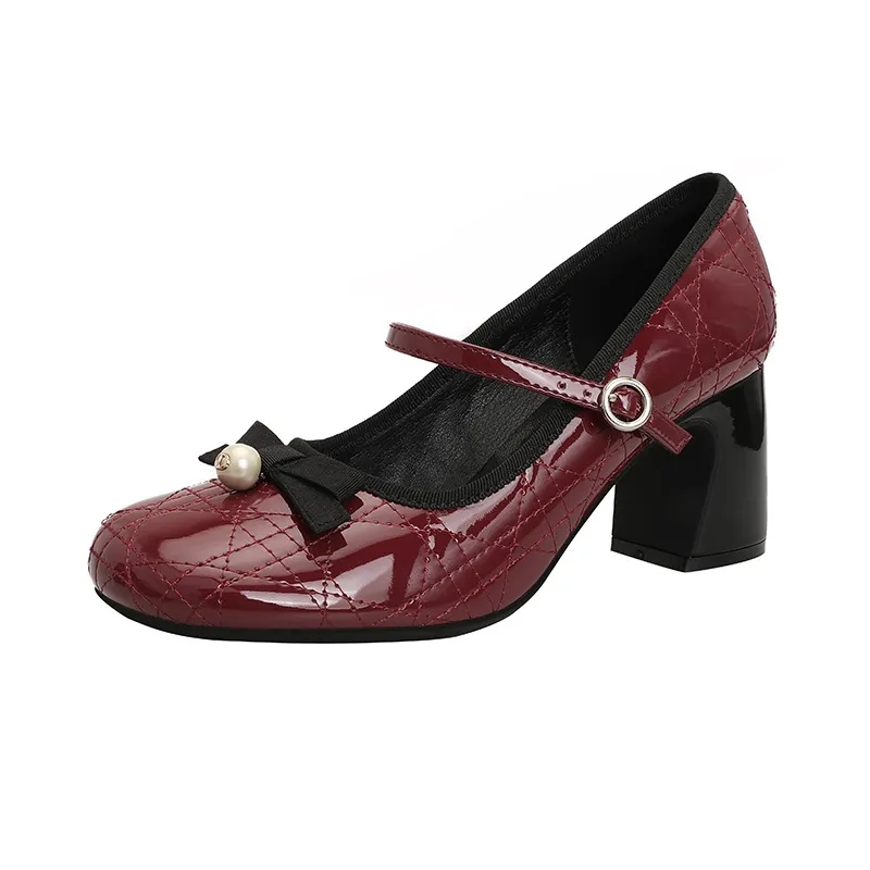Women's High Heels Mary Jane Shoes 2025 New Design Diamond Bow Round Toe Thick Heel Evening Party Dress Shoes Elegant Comfortable thumbnail 6