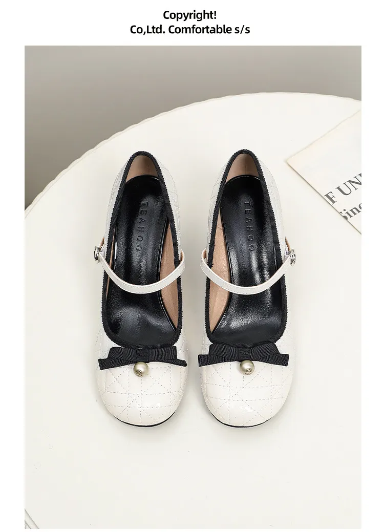 Women's High Heels Mary Jane Shoes 2025 New Design Diamond Bow Round Toe Thick Heel Evening Party Dress Shoes Elegant Comfortable showcase 18