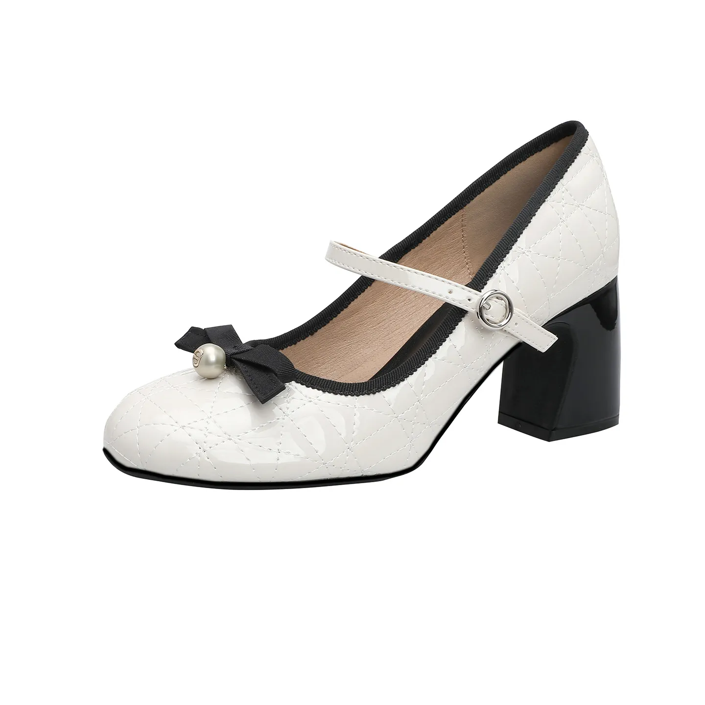 Women's High Heels Mary Jane Shoes 2025 New Design Diamond Bow Round Toe Thick Heel Evening Party Dress Shoes Elegant Comfortable thumbnail 5