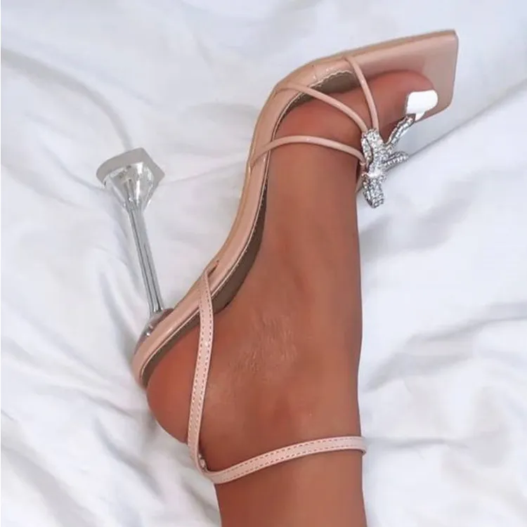 Rhinestone Butterfly High Heel Sandals - Sexy European American Fashion Women's Shoes for Summer 2025 - Elegant Party Wedding Heels thumbnail 4