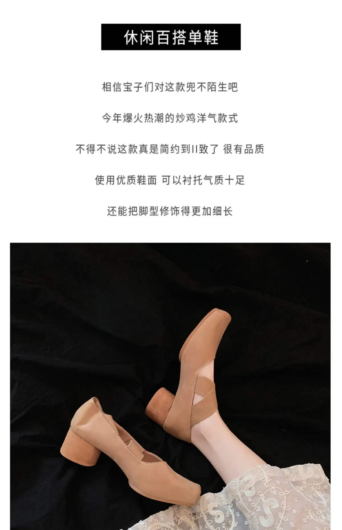 Women's Sheepskin Ballet Flats Square Toe Cross Strap Comfortable Retro Style Thick Sole Casual Walking Shoes showcase 8