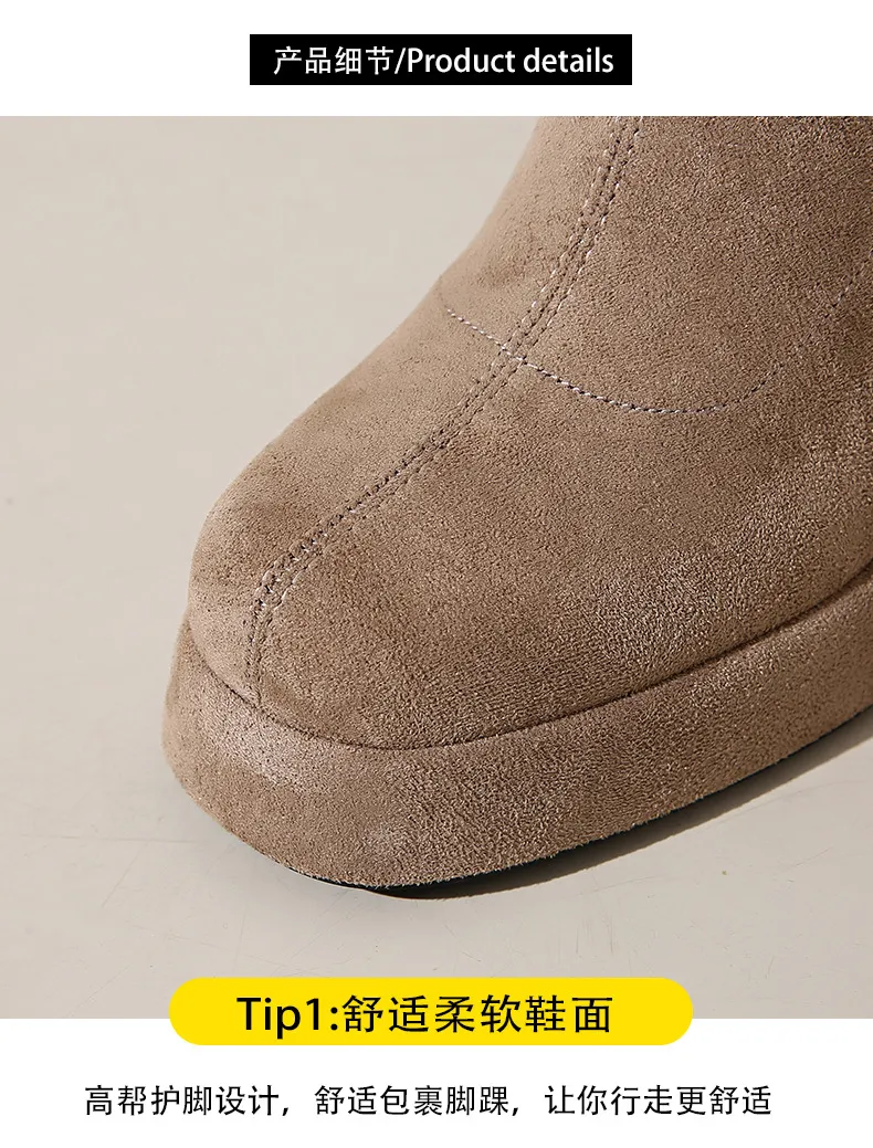 Women's Suede Ankle Boots High Heel Thick Bottom Fashion Martin Boots with Rear Zipper Comfortable Stylish Cloth Booties for Ladies showcase 11