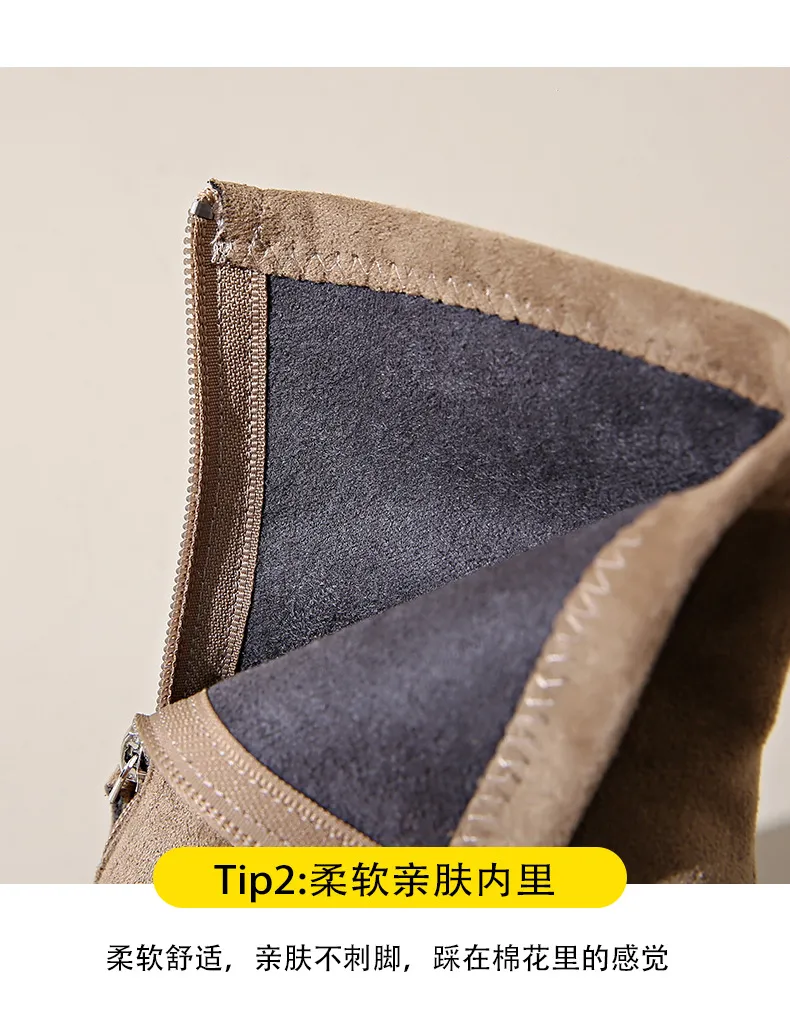 Women's Suede Ankle Boots High Heel Thick Bottom Fashion Martin Boots with Rear Zipper Comfortable Stylish Cloth Booties for Ladies showcase 12