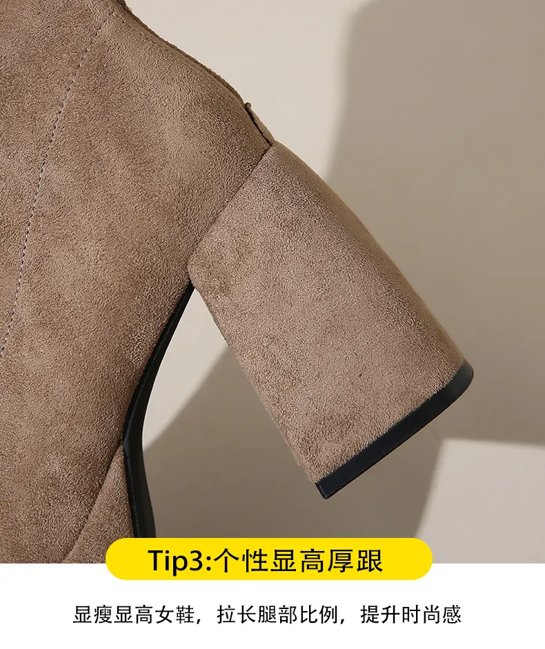 Women's Suede Ankle Boots High Heel Thick Bottom Fashion Martin Boots with Rear Zipper Comfortable Stylish Cloth Booties for Ladies showcase 13