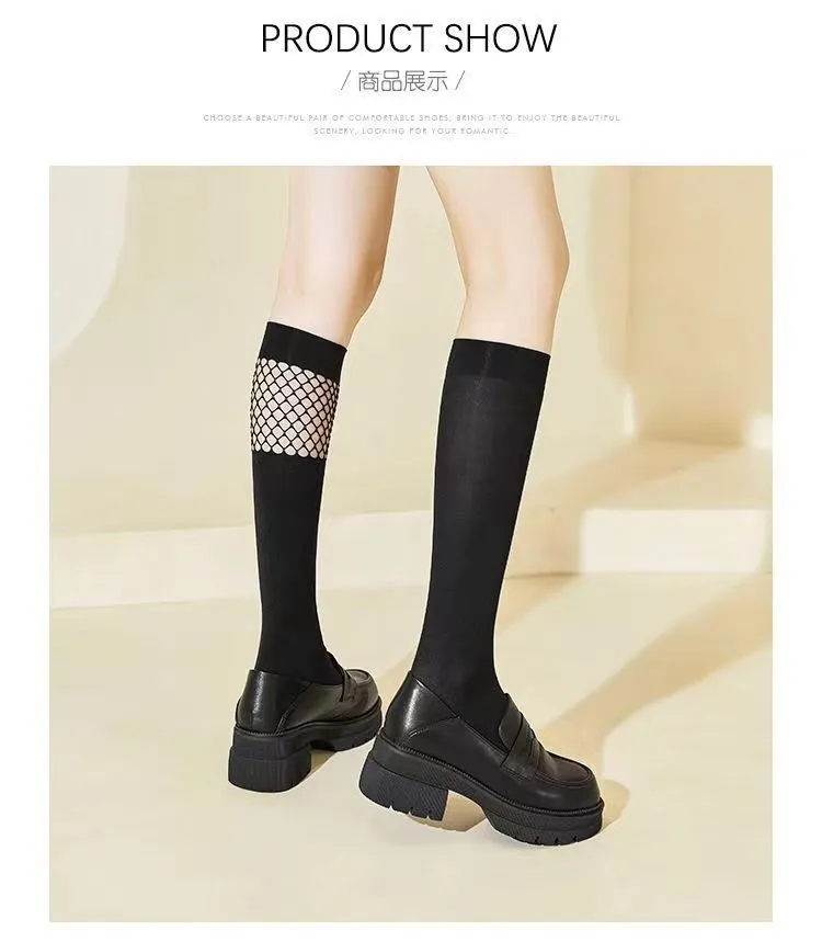 Women's High Heels Leather Loafers - 2026 Spring Autumn Chunky Heel Thick Sole Slip-On Shoes - Comfortable Soft Sole Versatile Fashion showcase 9