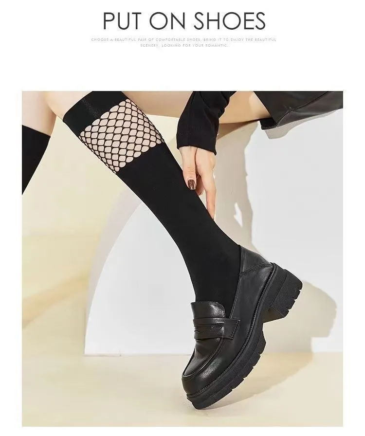 Women's High Heels Leather Loafers - 2026 Spring Autumn Chunky Heel Thick Sole Slip-On Shoes - Comfortable Soft Sole Versatile Fashion showcase 12