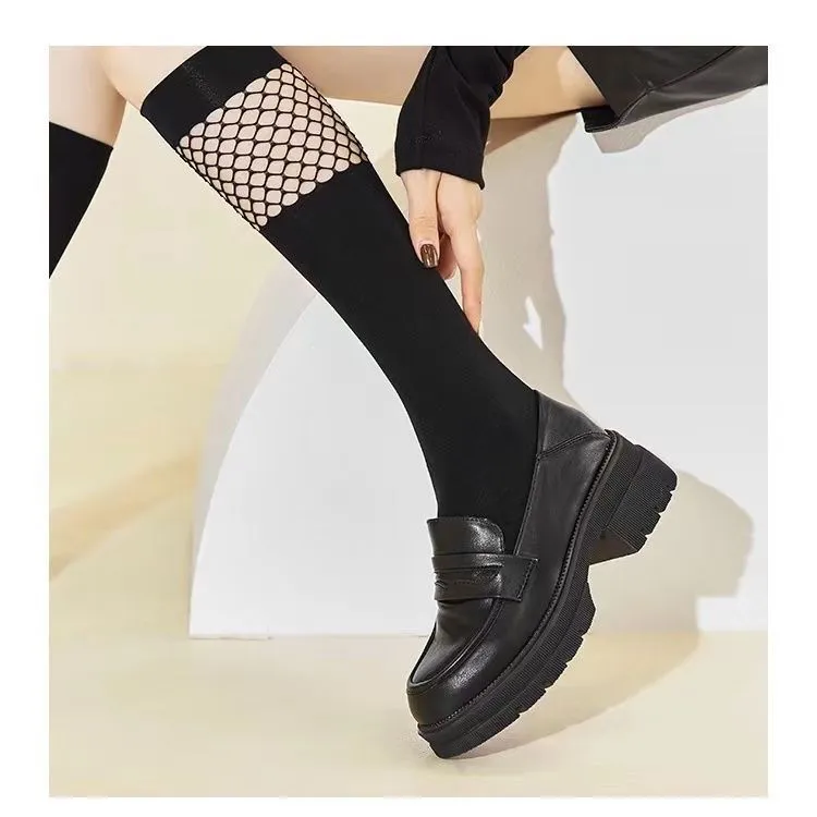 Women's High Heels Leather Loafers - 2026 Spring Autumn Chunky Heel Thick Sole Slip-On Shoes - Comfortable Soft Sole Versatile Fashion thumbnail 2