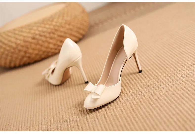 Women's Nude High Heels Stiletto Pumps - Elegant Patent Leather Bow Accent, Pointed Toe Dress Shoes for Parties, Weddings, and Special Occasions - 2025 Style showcase 15