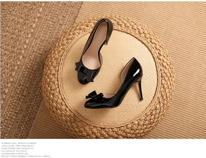 Women's Nude High Heels Stiletto Pumps - Elegant Patent Leather Bow Accent, Pointed Toe Dress Shoes for Parties, Weddings, and Special Occasions - 2025 Style showcase 9
