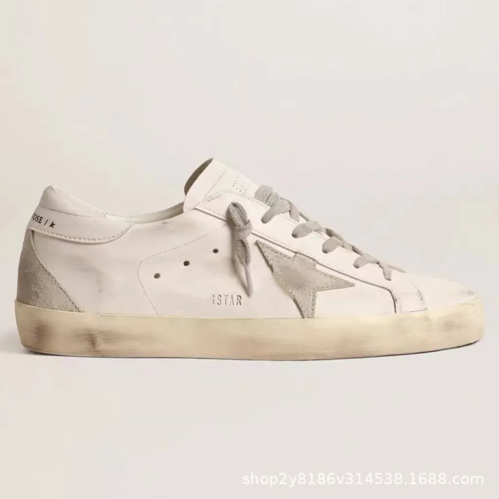 Golden Goose Style Distressed Sneakers for Men & Women - Classic Leather Look, All-Match Fashion Sneakers, Increased Height, Comfortable Board Shoes thumbnail 8