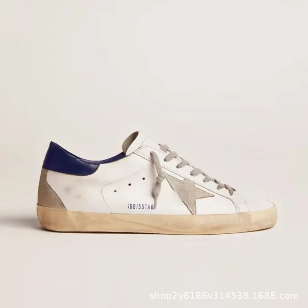 Golden Goose Style Distressed Sneakers for Men & Women - Classic Leather Look, All-Match Fashion Sneakers, Increased Height, Comfortable Board Shoes thumbnail 1