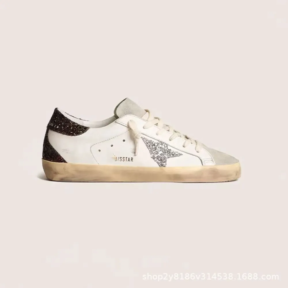 Golden Goose Style Distressed Sneakers for Men & Women - Classic Leather Look, All-Match Fashion Sneakers, Increased Height, Comfortable Board Shoes showcase 6