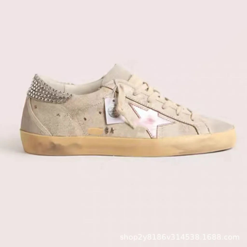 Golden Goose Style Distressed Sneakers for Men & Women - Classic Leather Look, All-Match Fashion Sneakers, Increased Height, Comfortable Board Shoes showcase 10