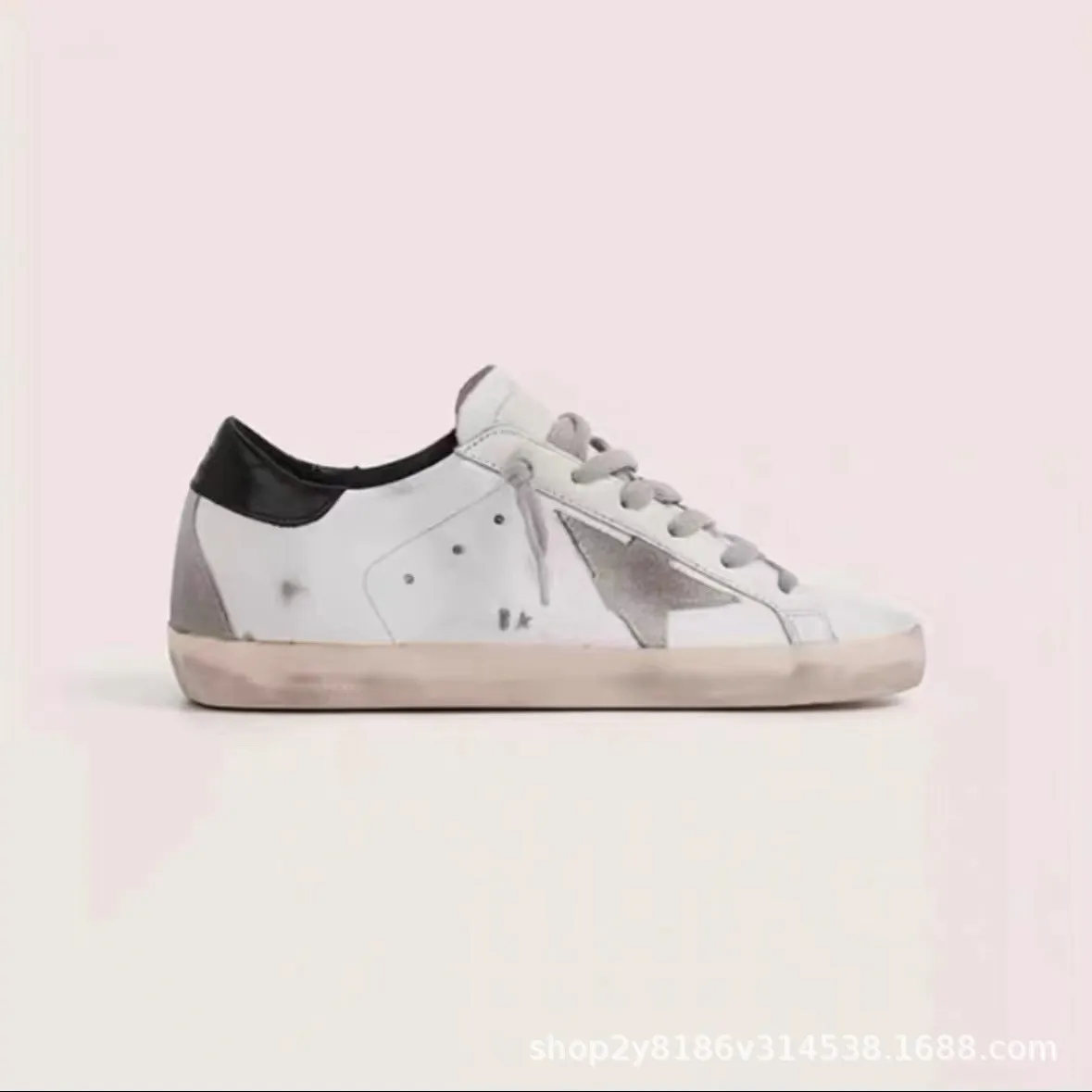Golden Goose Style Distressed Sneakers for Men & Women - Classic Leather Look, All-Match Fashion Sneakers, Increased Height, Comfortable Board Shoes thumbnail 4