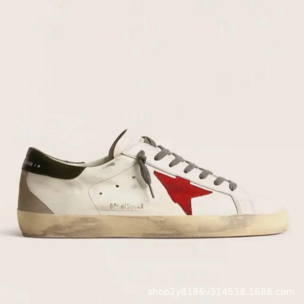 Golden Goose Style Distressed Sneakers for Men & Women - Classic Leather Look, All-Match Fashion Sneakers, Increased Height, Comfortable Board Shoes showcase 9