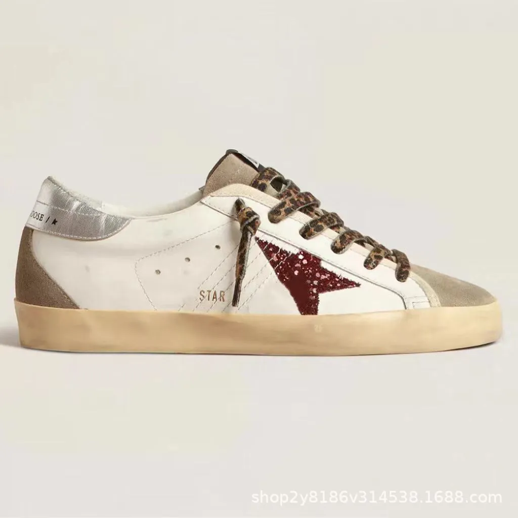 Golden Goose Style Distressed Sneakers for Men & Women - Classic Leather Look, All-Match Fashion Sneakers, Increased Height, Comfortable Board Shoes showcase 14