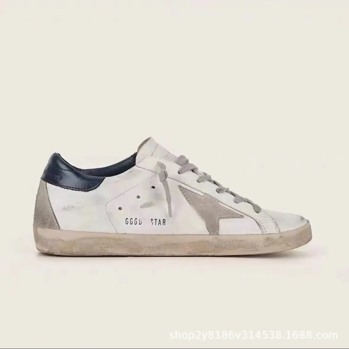 Golden Goose Style Distressed Sneakers for Men & Women - Classic Leather Look, All-Match Fashion Sneakers, Increased Height, Comfortable Board Shoes thumbnail 2