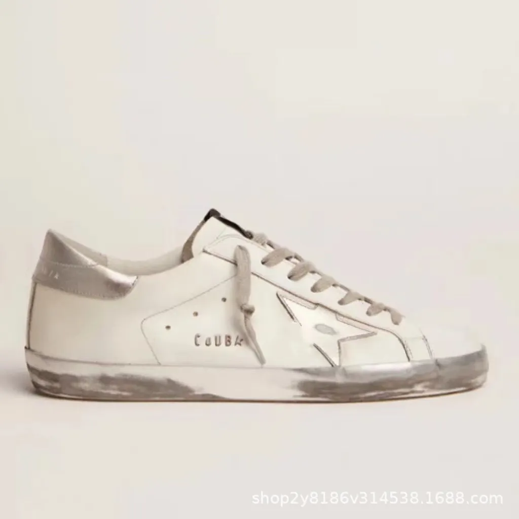 Golden Goose Style Distressed Sneakers for Men & Women - Classic Leather Look, All-Match Fashion Sneakers, Increased Height, Comfortable Board Shoes showcase 18