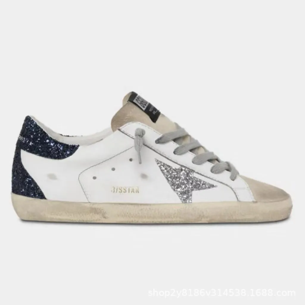 Golden Goose Style Distressed Sneakers for Men & Women - Classic Leather Look, All-Match Fashion Sneakers, Increased Height, Comfortable Board Shoes showcase 17