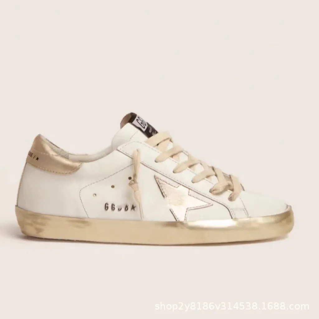 Golden Goose Style Distressed Sneakers for Men & Women - Classic Leather Look, All-Match Fashion Sneakers, Increased Height, Comfortable Board Shoes showcase 8