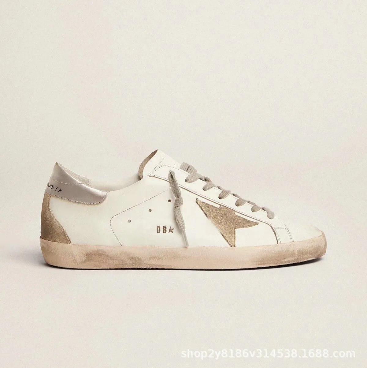 Golden Goose Style Distressed Sneakers for Men & Women - Classic Leather Look, All-Match Fashion Sneakers, Increased Height, Comfortable Board Shoes thumbnail 3