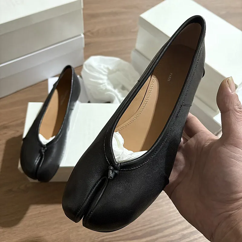 MM6 Margiela Women's Pleated Leather Ballet Flats - Genuine Leather Toe, Soft Sheepskin, Casual Folding Shoes for Ladies thumbnail 1