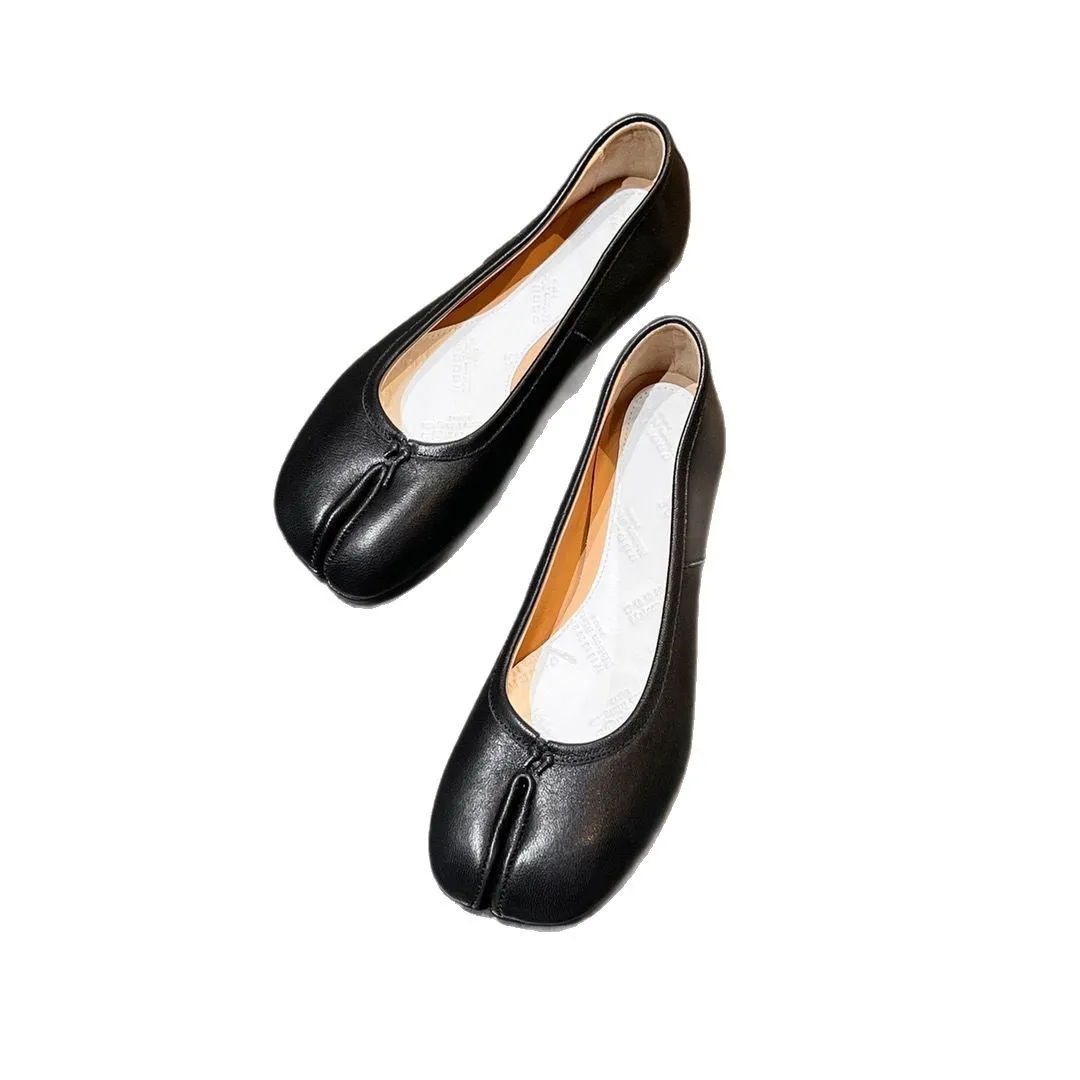 MM6 Margiela Women's Pleated Leather Ballet Flats - Genuine Leather Toe, Soft Sheepskin, Casual Folding Shoes for Ladies thumbnail 5