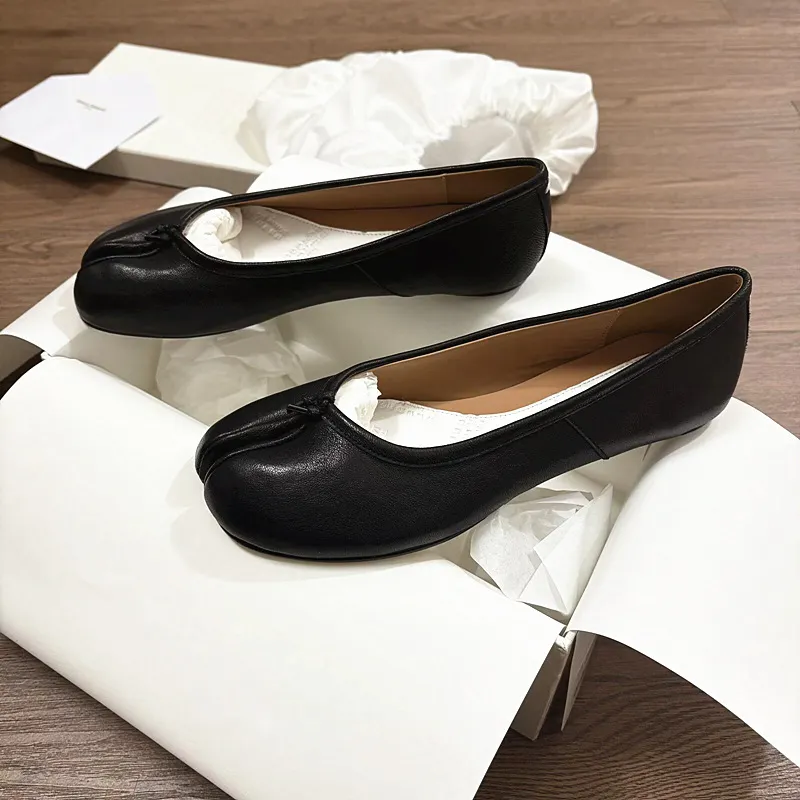 MM6 Margiela Women's Pleated Leather Ballet Flats - Genuine Leather Toe, Soft Sheepskin, Casual Folding Shoes for Ladies showcase 17