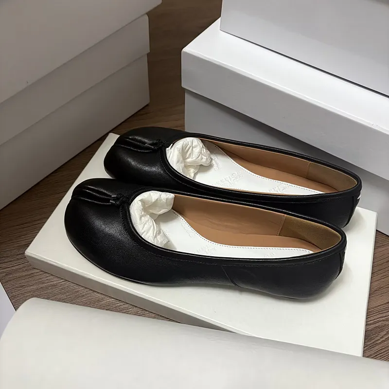 MM6 Margiela Women's Pleated Leather Ballet Flats - Genuine Leather Toe, Soft Sheepskin, Casual Folding Shoes for Ladies showcase 18