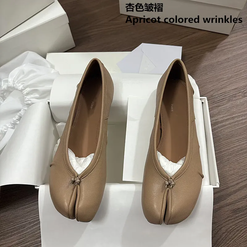 MM6 Margiela Women's Pleated Leather Ballet Flats - Genuine Leather Toe, Soft Sheepskin, Casual Folding Shoes for Ladies thumbnail 9