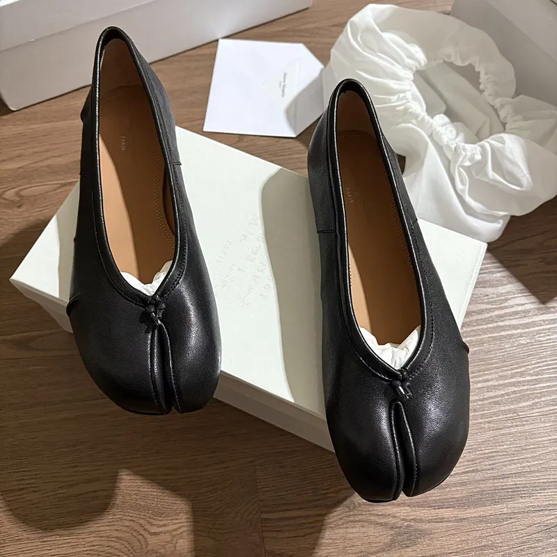 MM6 Margiela Women's Pleated Leather Ballet Flats - Genuine Leather Toe, Soft Sheepskin, Casual Folding Shoes for Ladies showcase 4