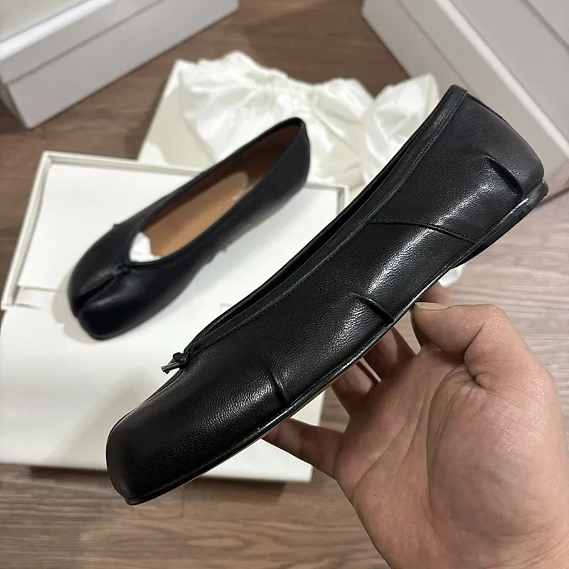 MM6 Margiela Women's Pleated Leather Ballet Flats - Genuine Leather Toe, Soft Sheepskin, Casual Folding Shoes for Ladies thumbnail 2