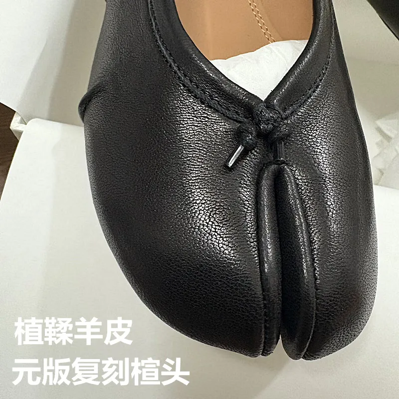 MM6 Margiela Women's Pleated Leather Ballet Flats - Genuine Leather Toe, Soft Sheepskin, Casual Folding Shoes for Ladies showcase 8