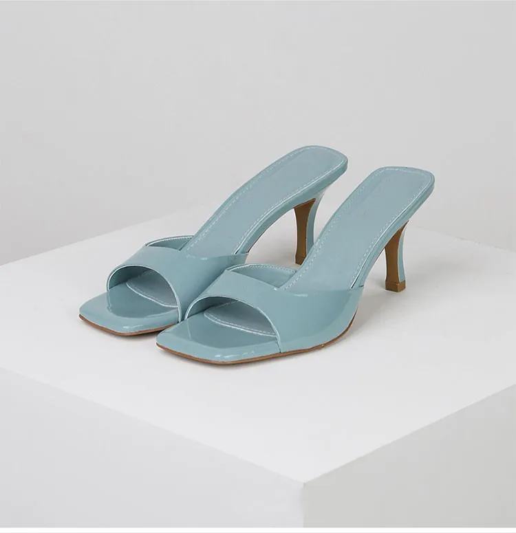Women's Patent Leather High Heel Sandals - 2023 Summer British Style Square Heel Slippers - Plus Size Comfortable Fashion showcase 4