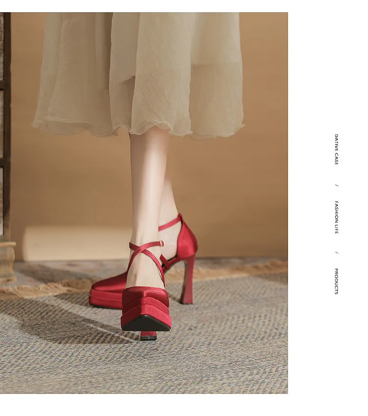 Women's Pointed Toe High Heels Platform Wedding Shoes - Elegant Double Layer Waterproof Bridal Pumps for Parties & Special Occasions - 2024 Fashion showcase 17