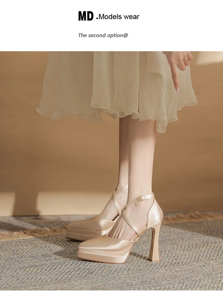 Women's Pointed Toe High Heels Platform Wedding Shoes - Elegant Double Layer Waterproof Bridal Pumps for Parties & Special Occasions - 2024 Fashion showcase 20