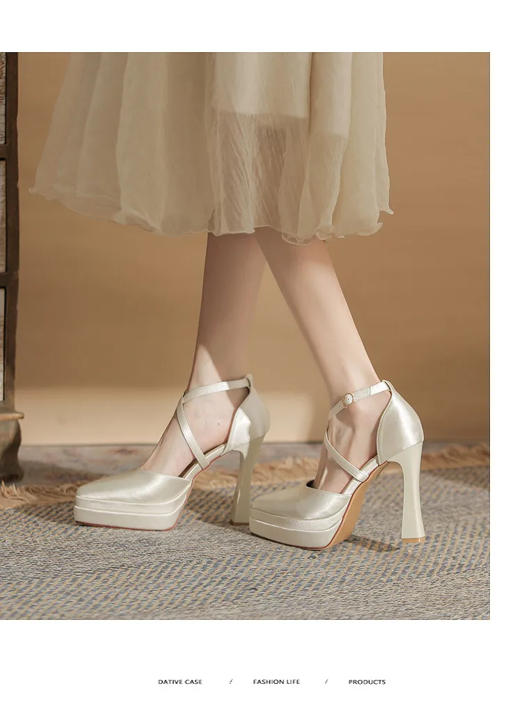 Women's Pointed Toe High Heels Platform Wedding Shoes - Elegant Double Layer Waterproof Bridal Pumps for Parties & Special Occasions - 2024 Fashion showcase 9