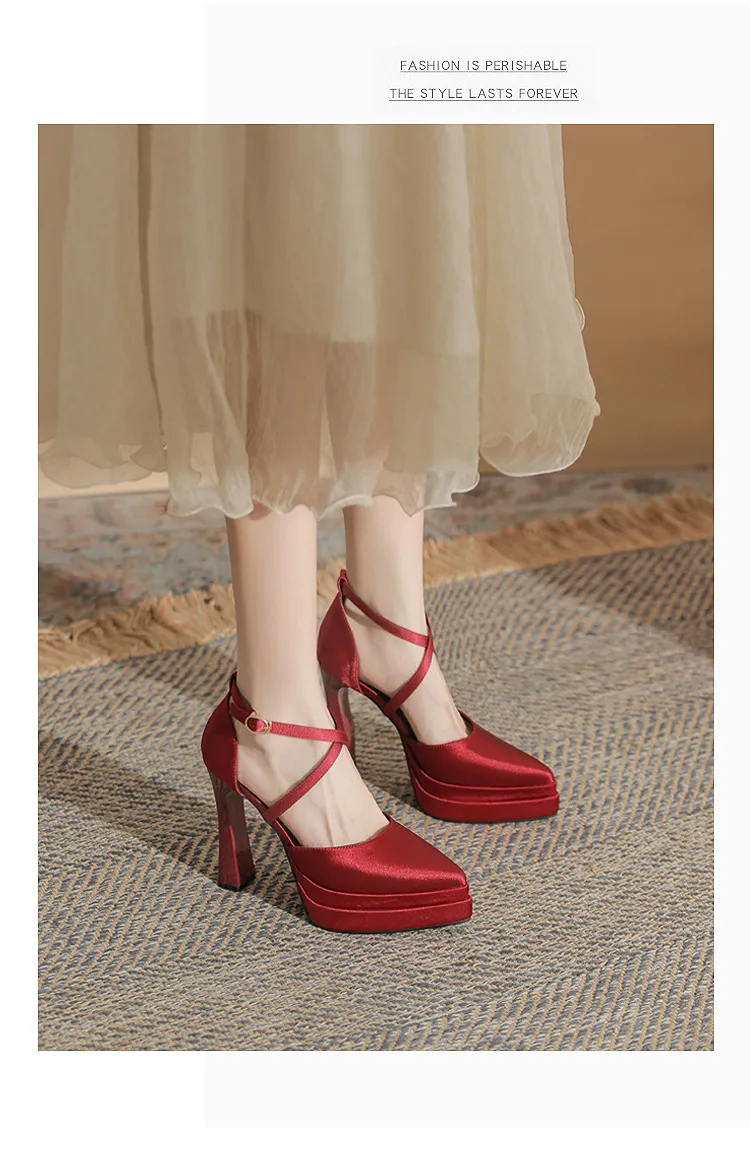 Women's Pointed Toe High Heels Platform Wedding Shoes - Elegant Double Layer Waterproof Bridal Pumps for Parties & Special Occasions - 2024 Fashion showcase 15