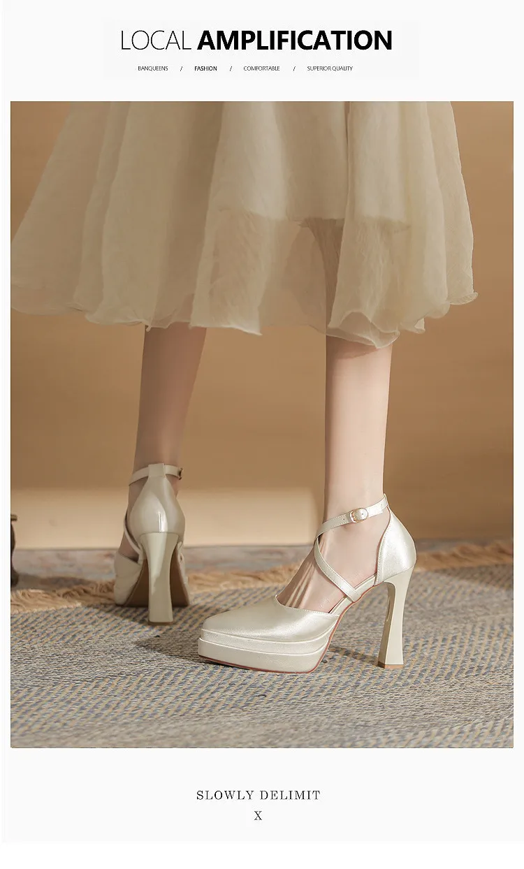 Women's Pointed Toe High Heels Platform Wedding Shoes - Elegant Double Layer Waterproof Bridal Pumps for Parties & Special Occasions - 2024 Fashion showcase 8