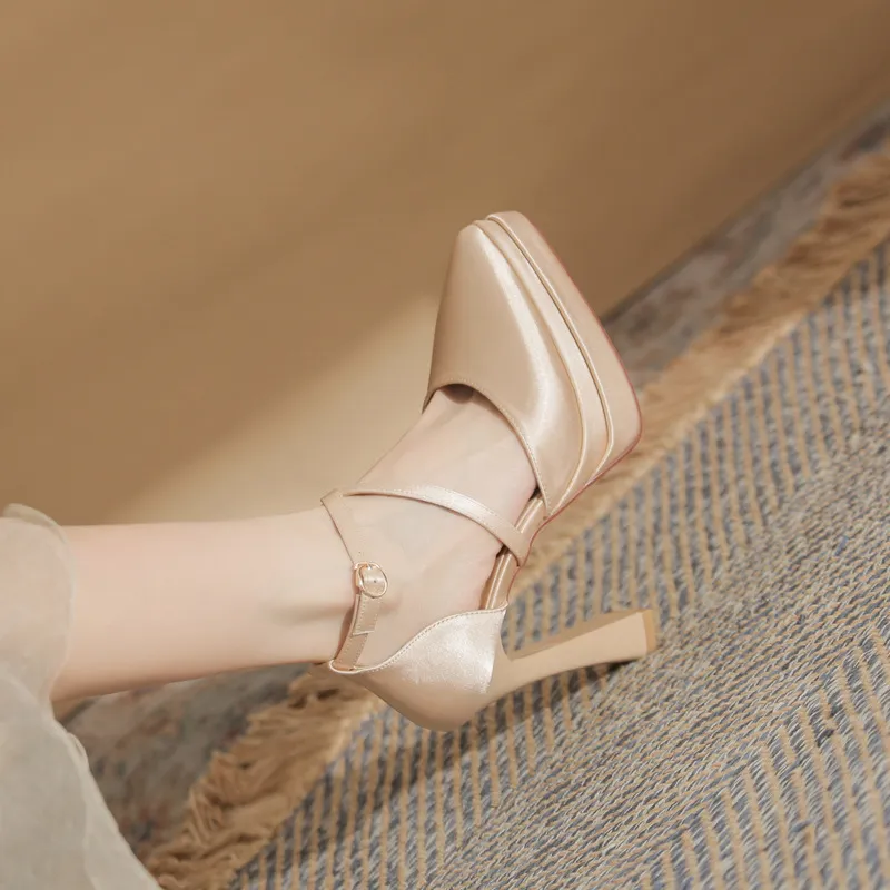 Women's Pointed Toe High Heels Platform Wedding Shoes - Elegant Double Layer Waterproof Bridal Pumps for Parties & Special Occasions - 2024 Fashion thumbnail 8