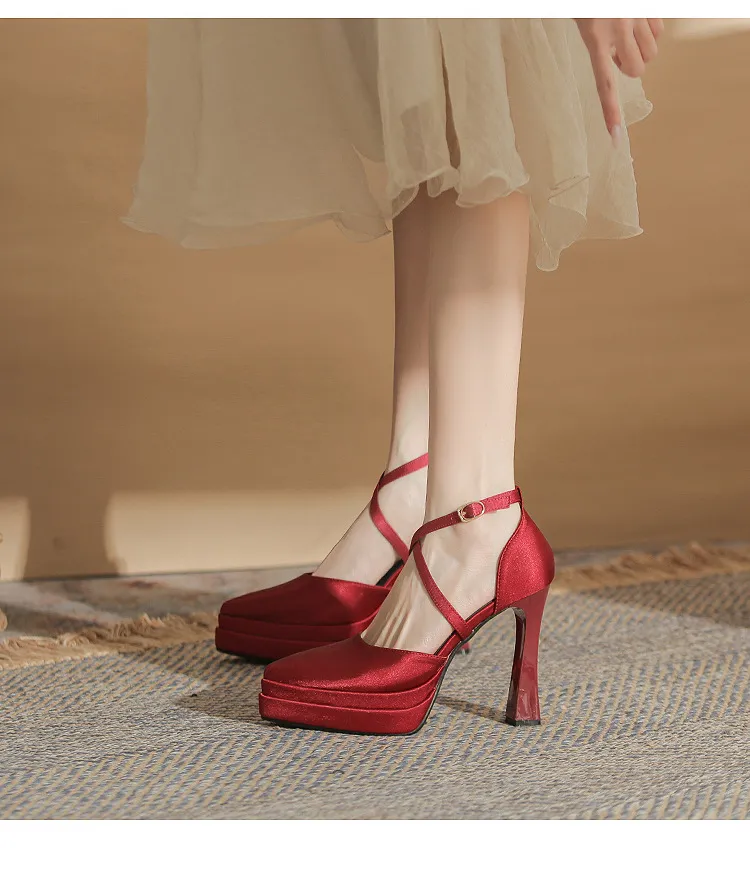 Women's Pointed Toe High Heels Platform Wedding Shoes - Elegant Double Layer Waterproof Bridal Pumps for Parties & Special Occasions - 2024 Fashion showcase 14