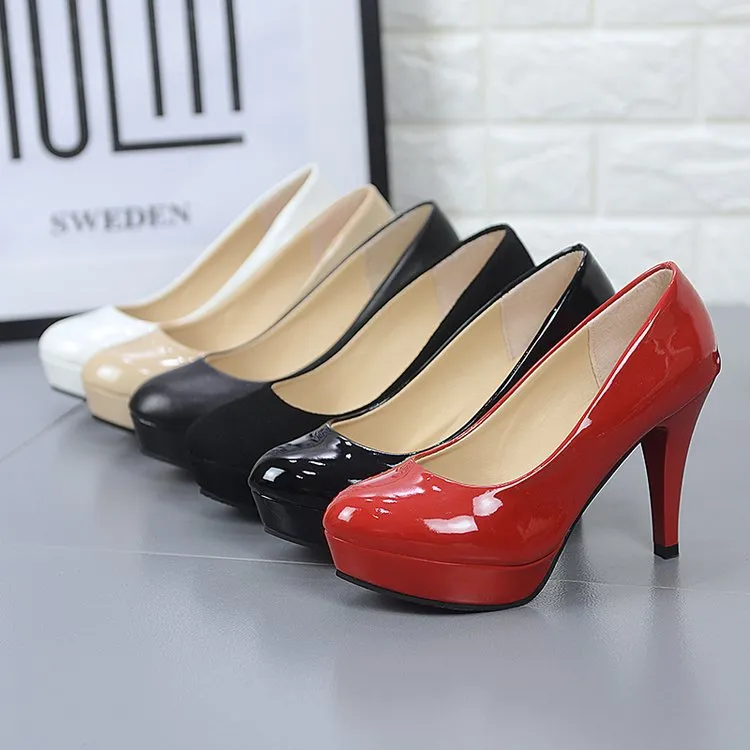 Women's High Heels Sexy Patent Leather Round Toe Stiletto Heel Fashion Party Shoes for Women Wholesale thumbnail 4