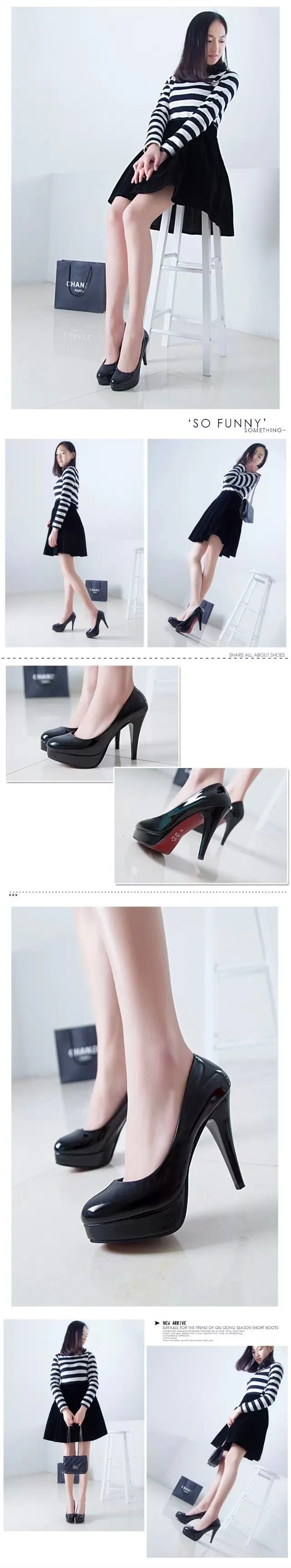Women's High Heels Sexy Patent Leather Round Toe Stiletto Heel Fashion Party Shoes for Women Wholesale showcase 4