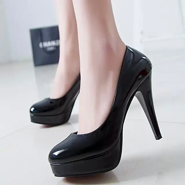 Women's High Heels Sexy Patent Leather Round Toe Stiletto Heel Fashion Party Shoes for Women Wholesale thumbnail 3