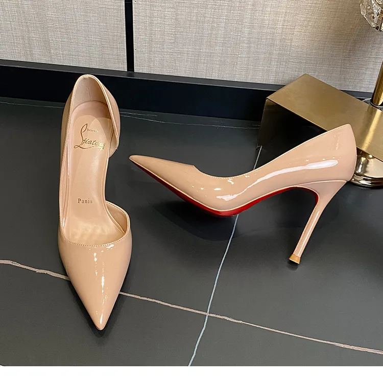 Women's Nude High Heels Stiletto Red Sole - Pointed Toe Patent Leather Sexy Elegant Party Dress Shoes 2025 New Style showcase 20